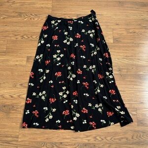 Jones New York Black Skirt with Red and White Floral Design
